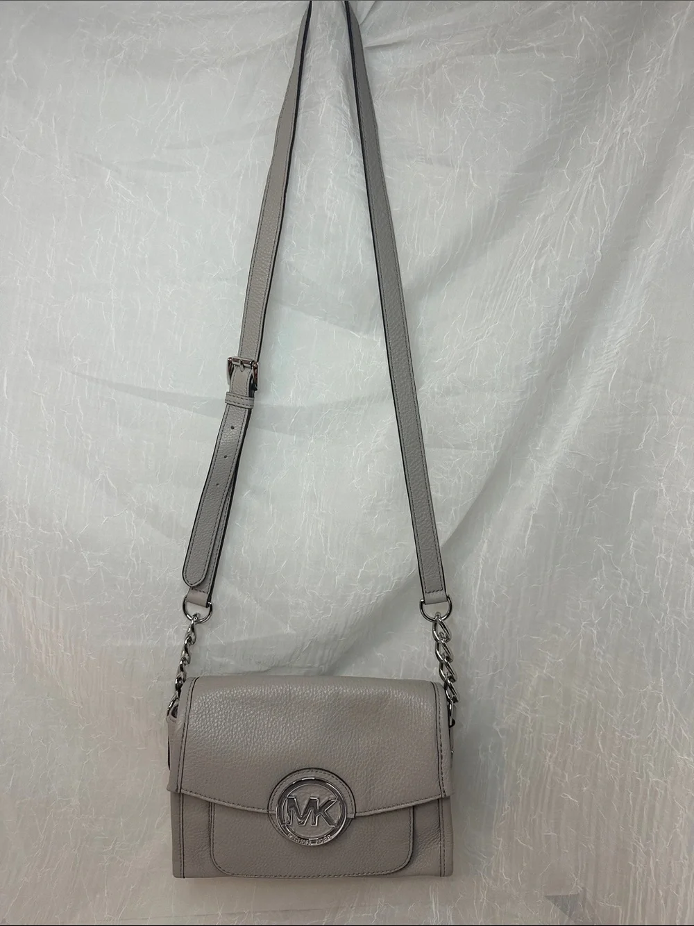 Michael Kors Pebbled Leather Crossbody Bag in Taupe Gray - Picture 3 of 10